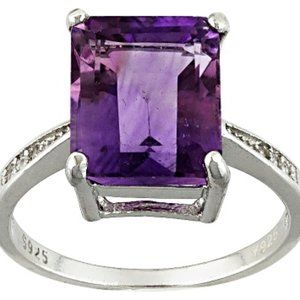 NEW Purple Brazilian Amethyst Over Sterling Silver Ring